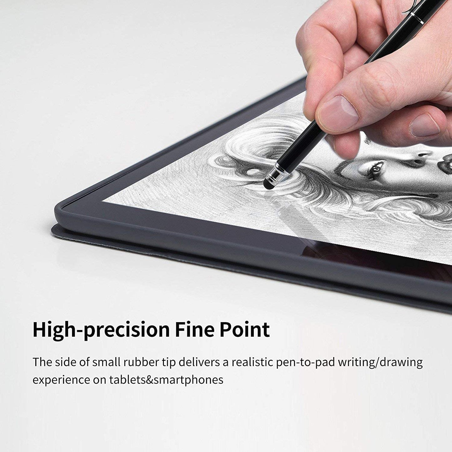 Stylus, Black Lightweight Aluminum Fiber Tip Touch Screen Pen - NWZ49