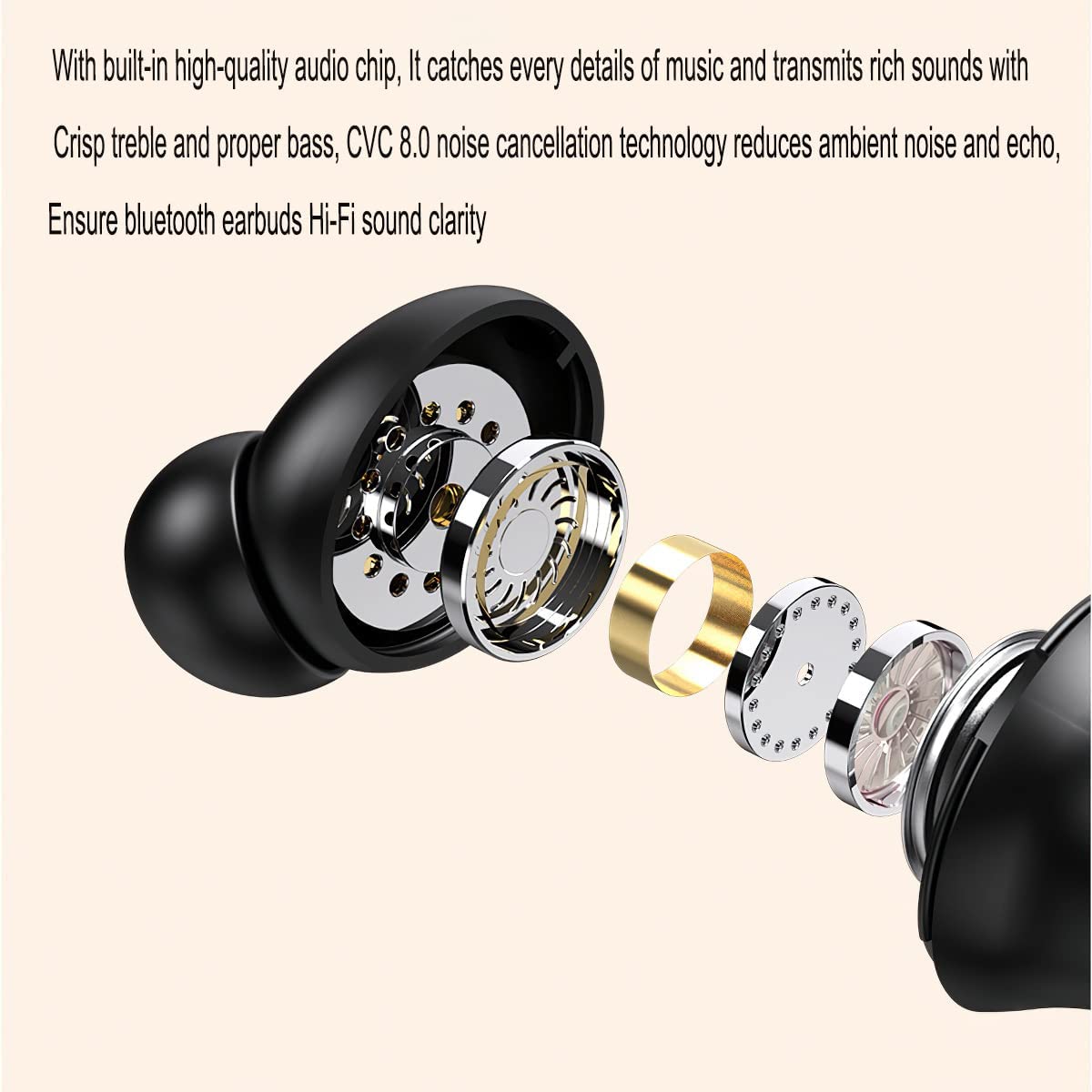 TWS Wireless Earphones, Hands-free Mic Headset True Stereo Headphones ANC Earbuds - NWE70