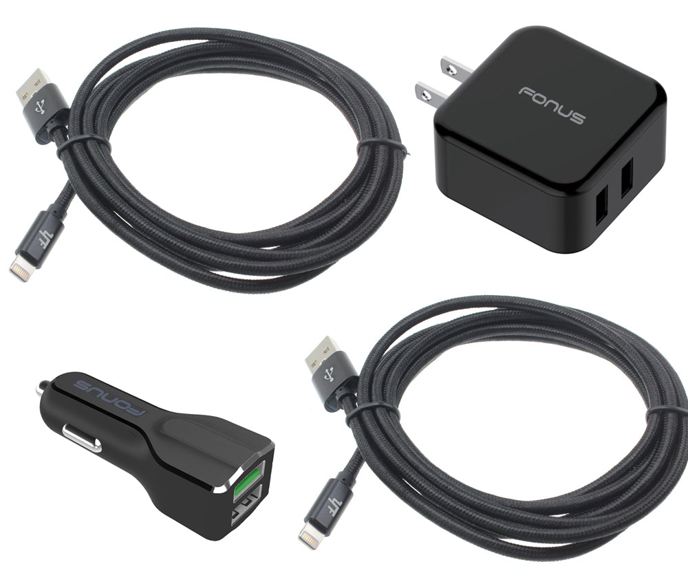 Fast Home Car Charger,  Adapter Power Travel 6ft Long MFi USB Cable  - NWK45 1095-1