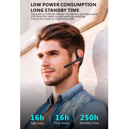Wireless Earphone, Headset Single Handsfree Headphone Boom Mic Ear-hook - NWE24