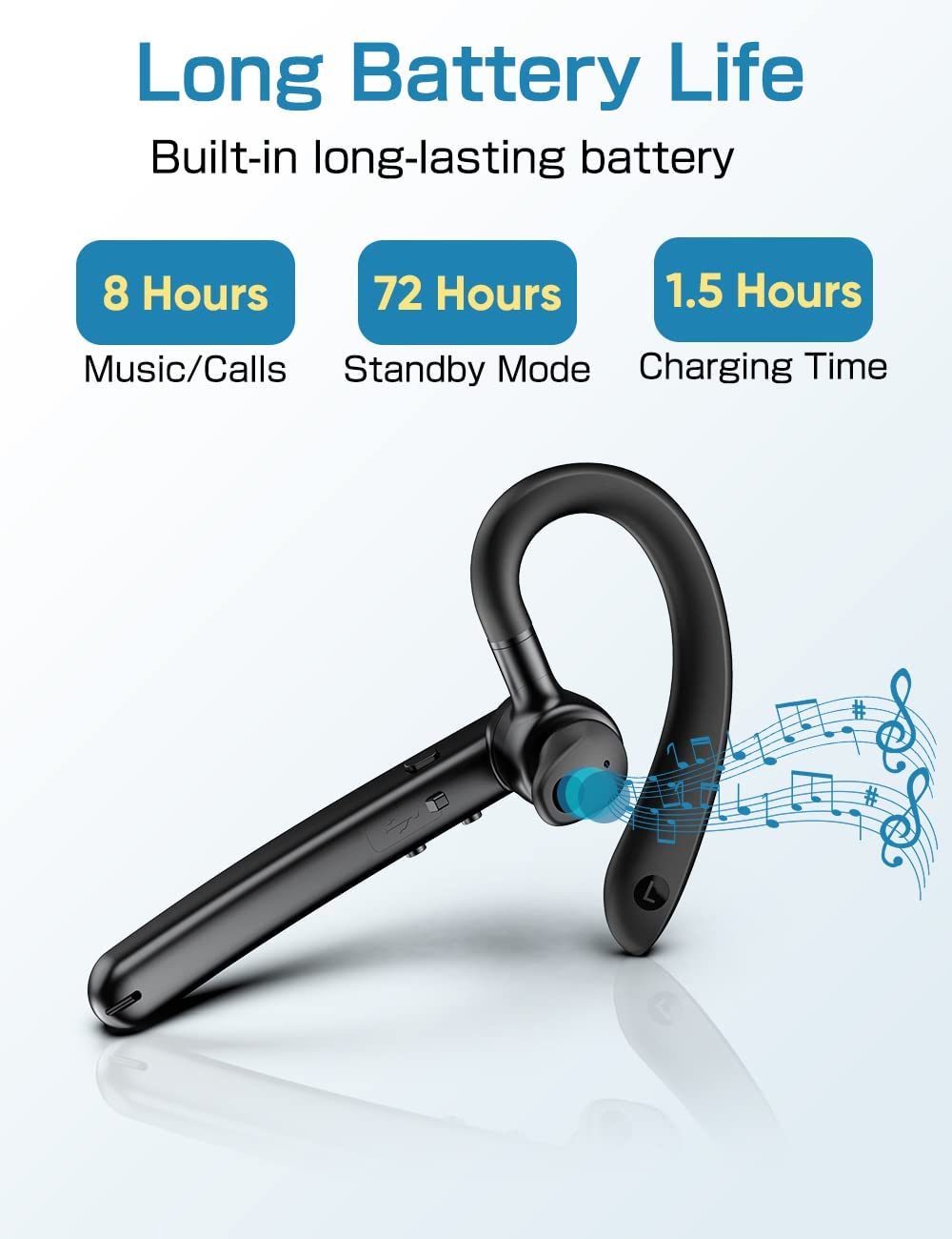 Wireless Earphone , Headset Single Handsfree Headphone Boom Mic Ear-hook - NWZ72