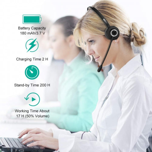 Wireless Headphone, Over-the-Head Earphone Hands-free Headset With Boom Microphone - NWD85