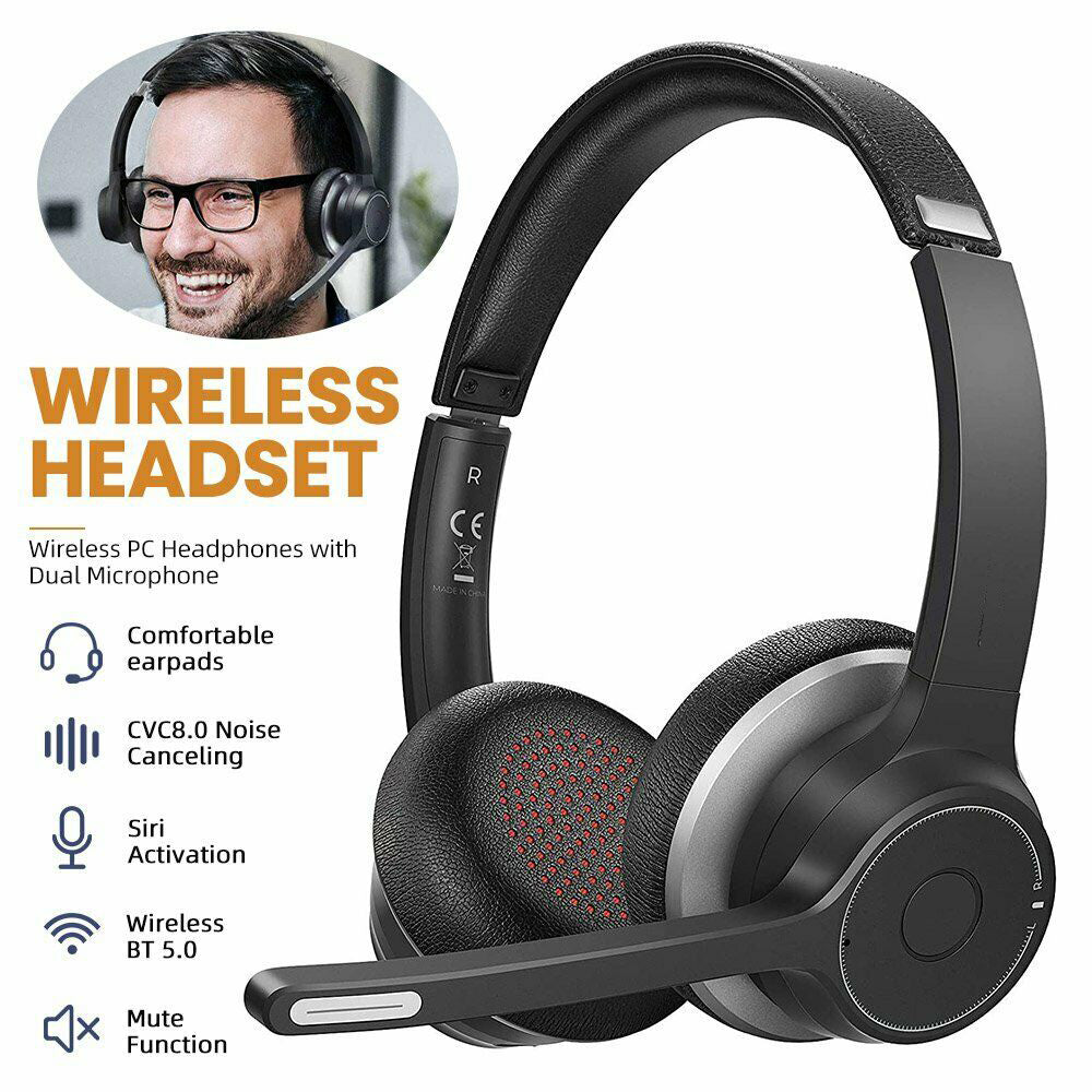 Wireless Over-Ear Headphones, Noise Isolation Earphones Hands-free Headset Boom Microphone - NWZ58