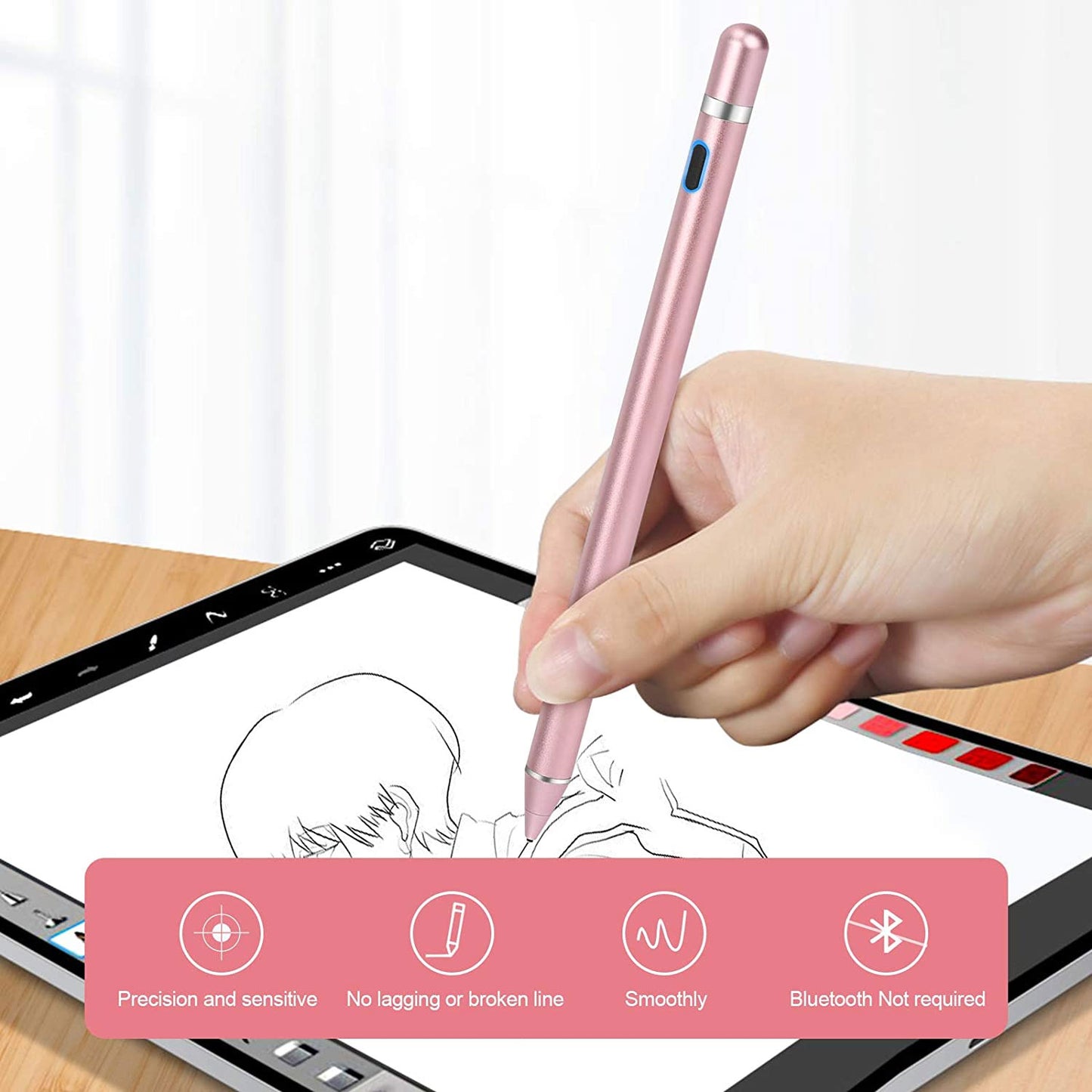 Active Stylus Pen , Palm Rejection Rechargeable Touch Capacitive Digital - NWG78