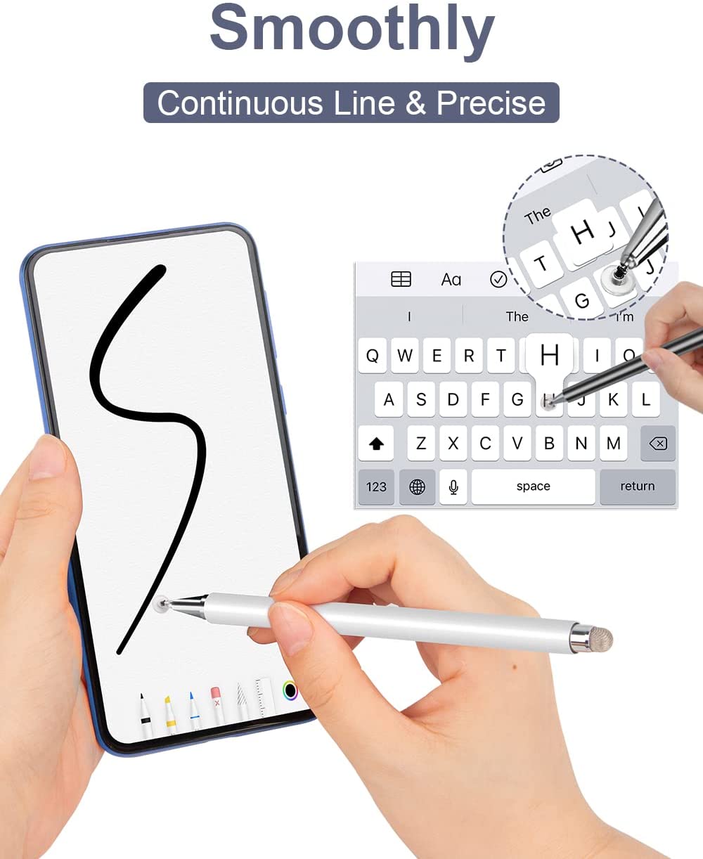 Stylus, Silver Color Lightweight Aluminum Fiber Tip Touch Screen Pen - NWZ81