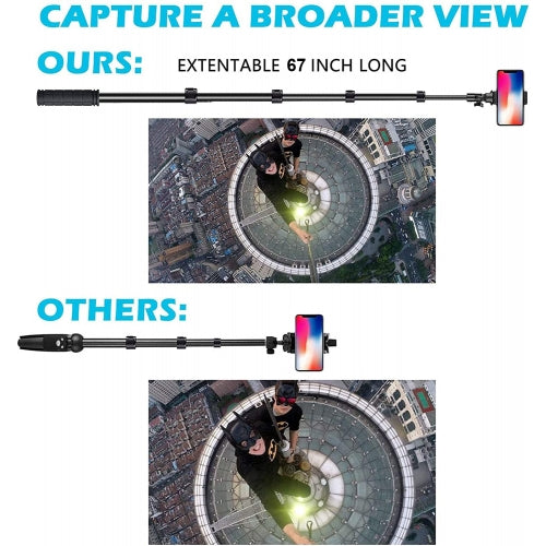 Tripod Selfie Stick, Self-Portrait Built-in Remote Shutter Monopod Wireless - NWRS1