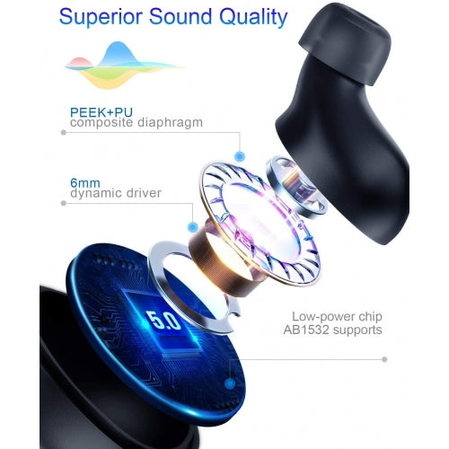 TWS Earphones, Headset True Stereo Headphones Earbuds Wireless - NWF90