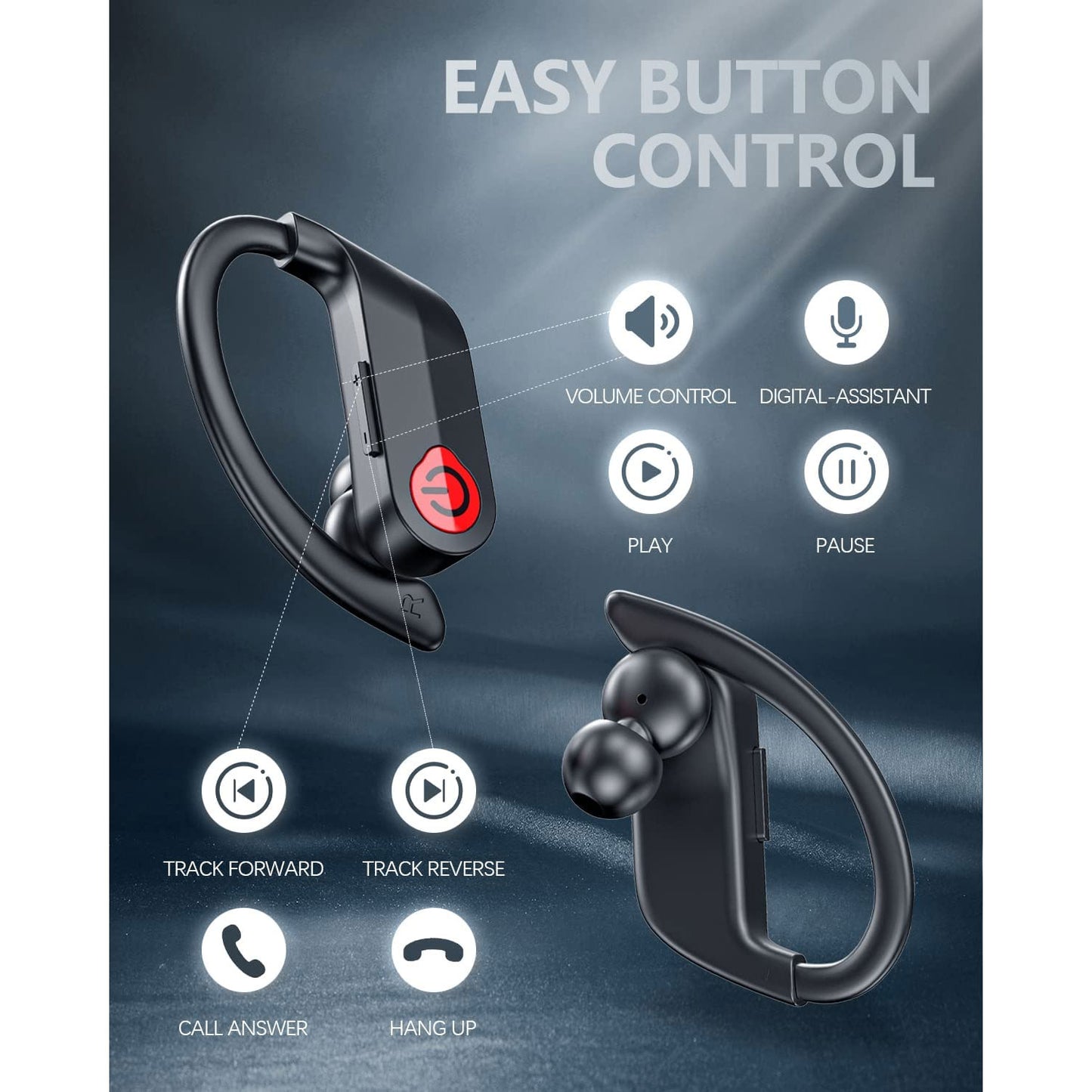 TWS Earphones , Headset True Stereo Earbuds Headphones Wireless Earhook - NWY46