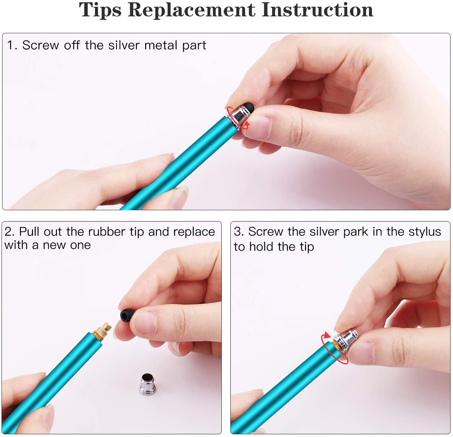 Stylus, Blue Lightweight Aluminum Fiber Tip Touch Screen Pen - NWZ50