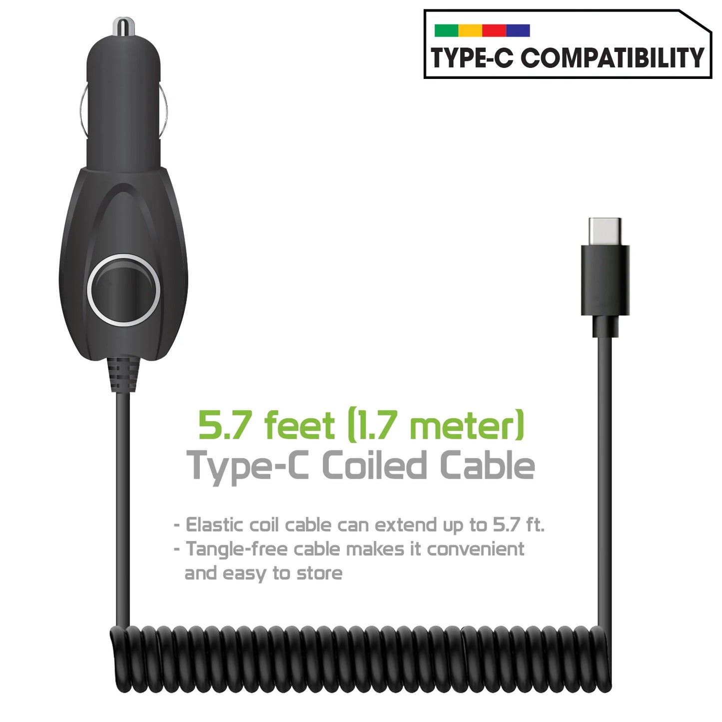 15W Car Charger, USB-C DC Socket Adapter Power Type-C - NWZ18