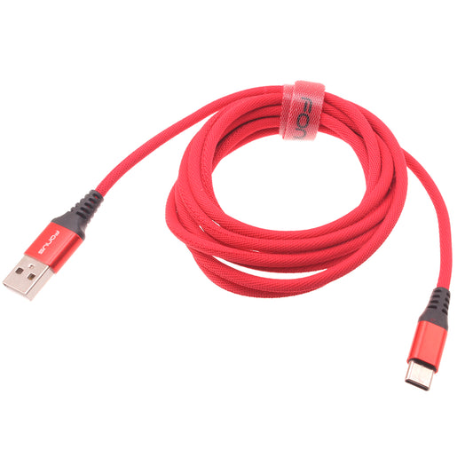 Red 6ft USB-C Cable, Long Wire Power Charger Cord Type-C - NWK59