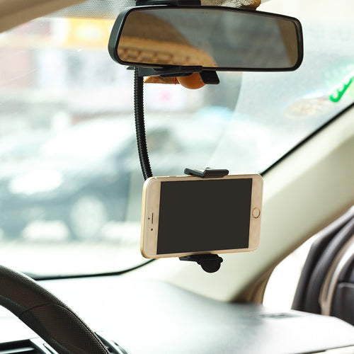 Car Mount, Stron Grip Cradle Rotating Rear View Mirror Holder - NWJ89