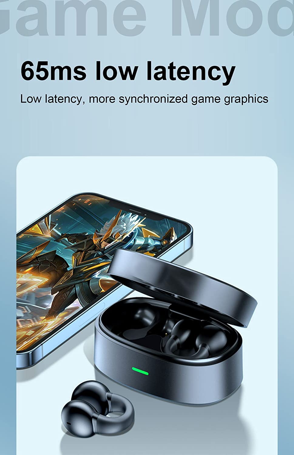 Wireless Ear-Clip TWS Earphones, Hands-free Mic Charging Case True Stereo Bone Conduction Headphones Bluetooth Earbuds - NWZ30