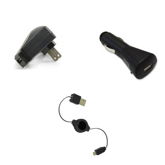 Car Home Charger, Adapter Power MicroUSB Retractable USB Cable - NWB84