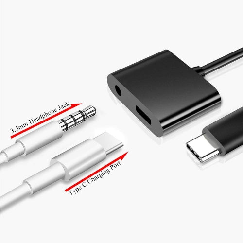 USB-C Headphone Adapter, Mic Support Splitter Charger Port 3.5mm Jack Earphone - NWG76