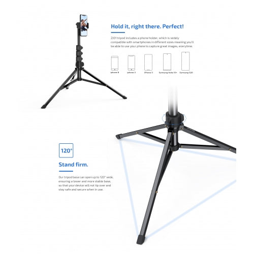 Tripod Selfie Stick, Self-Portrait Built-in Remote Shutter Monopod Wireless - NWRS1
