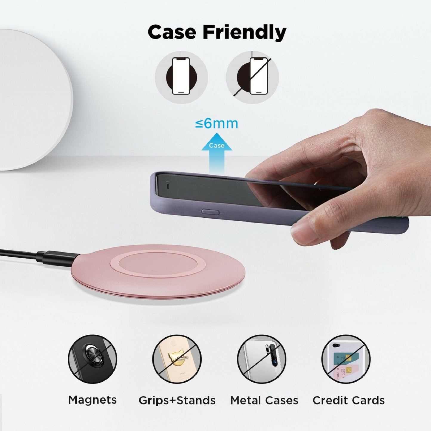 15W Wireless Charger, Quick Charge Slim Charging Pad Pink Fast - NWWH2