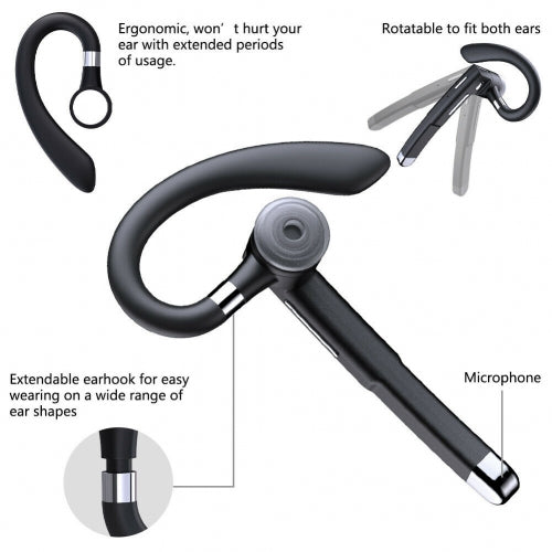 Wireless Earphone, Headset Single Handsfree Headphone Boom Mic Ear-hook - NWJ36
