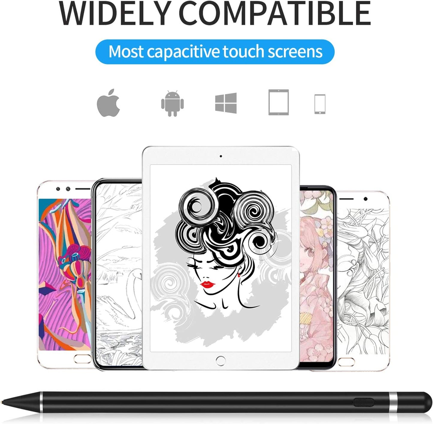 Active Stylus Pen, Palm Rejection Rechargeable Touch Capacitive Digital - NWD37