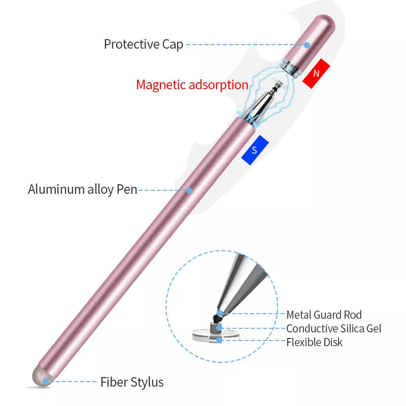 Pink Stylus, Lightweight Aluminum Fiber Tip Touch Screen Pen - NWZ80
