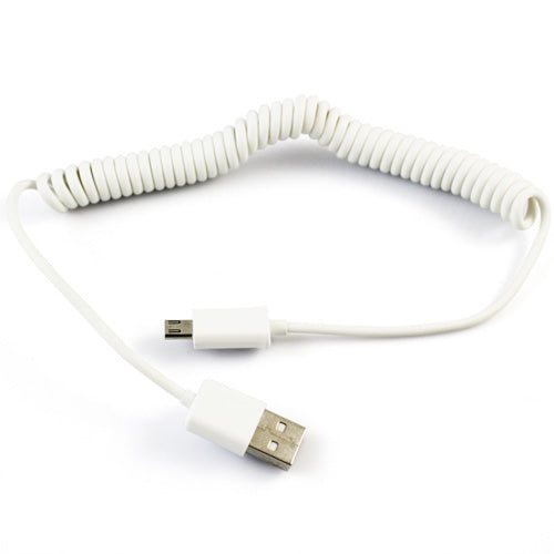 Coiled USB Cable , White Sync Power Wire Charger Cord - NWK34