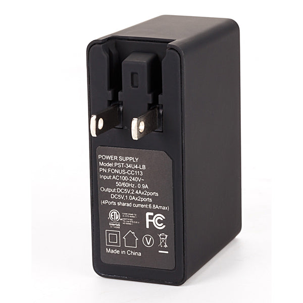 Home Charger, AC Plug Wall 6.8A 4-Port USB 34W - NWK64