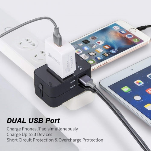 International Charger, AC Power Plug Converter Adapter Travel USB 2-Port - NWJ69