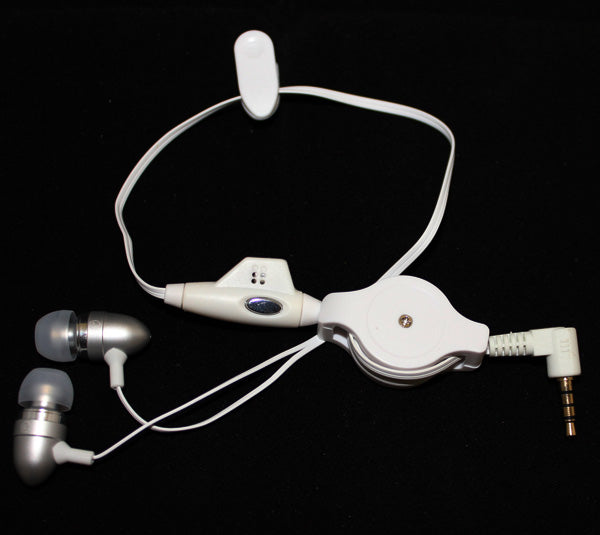 Retractable Earphones, 3.5mm Headset Handsfree Mic Headphones Wired - NWB74