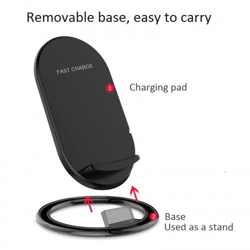 Wireless Charger, Charging Pad 2-Coils Detachable Stand 15W Fast - NWD51