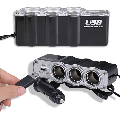 Car Charger, Strip Power DC Socket 3-Port Splitter - NWM60