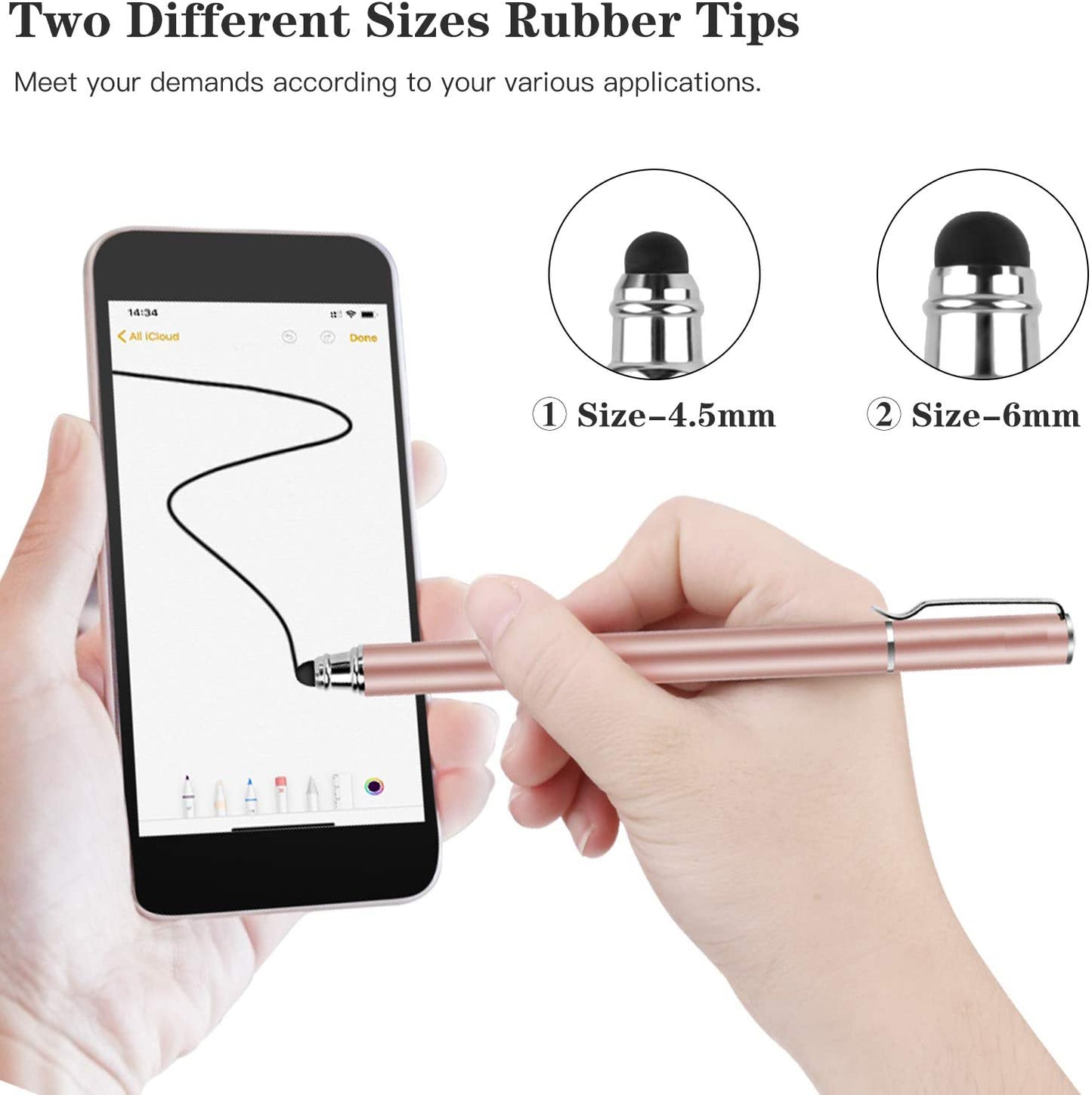 Pink Stylus, Lightweight Aluminum Fiber Tip Touch Screen Pen - NWZ52