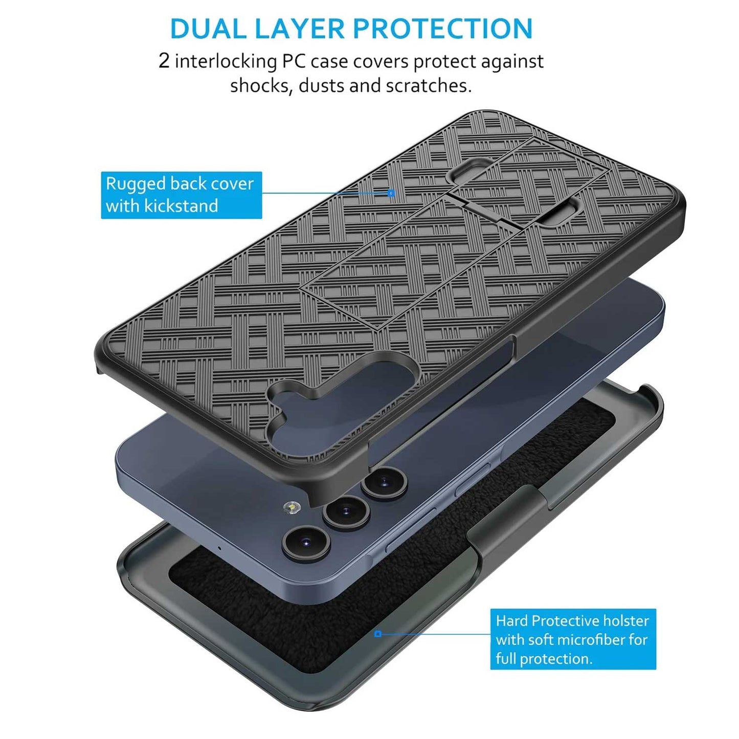 Case with Belt Clip,  Drop-Proof Armor w Kickstand Cover Swivel Holster Combo  - NWJ39 2201-5