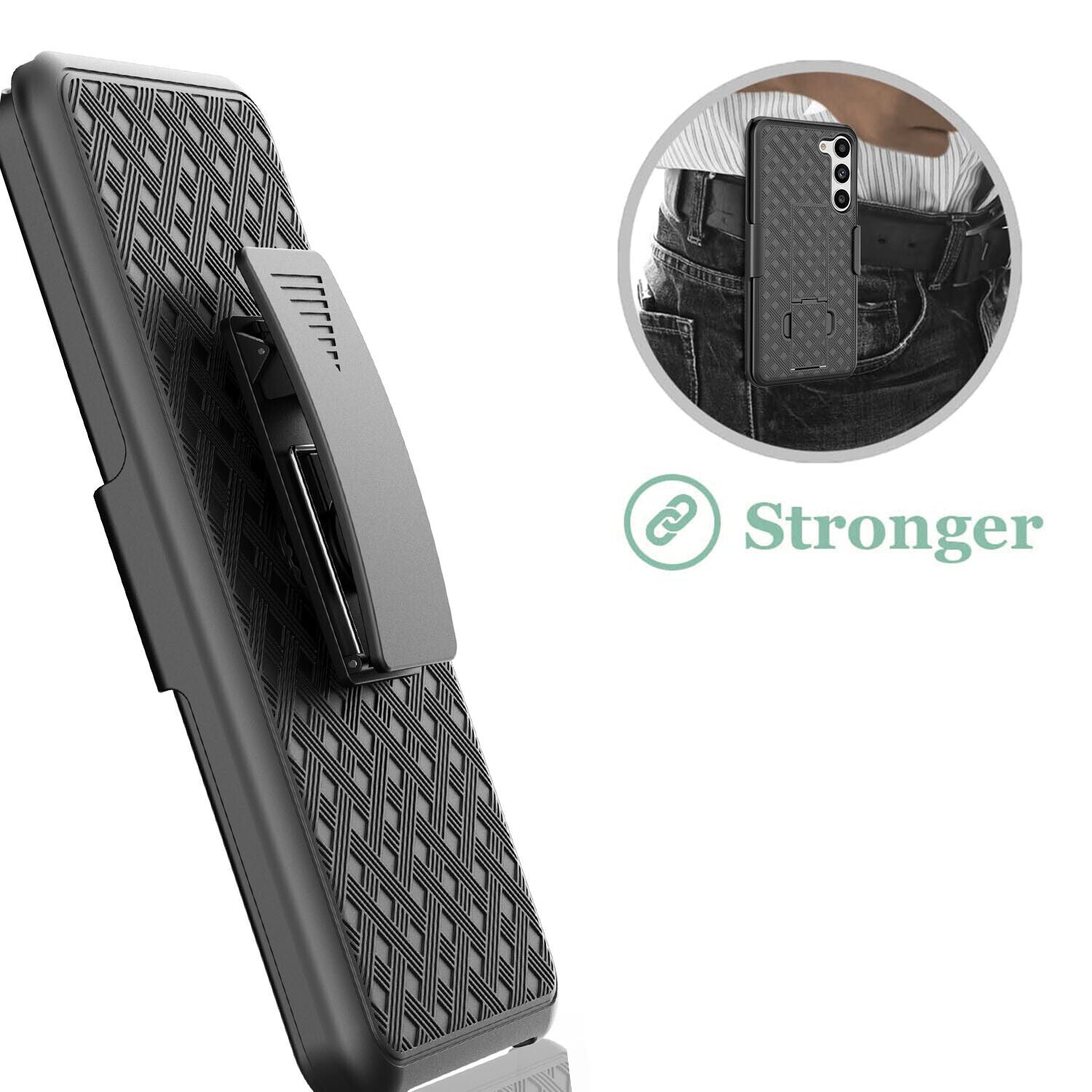 Case with Belt Clip,  Drop-Proof Armor w Kickstand Cover Swivel Holster Combo  - NWJ39 2201-6