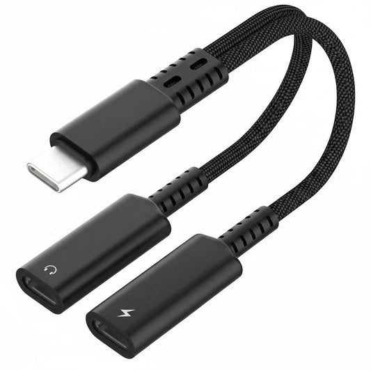 USB-C Port Splitter Earphone Adapter,  2-in-1 Converter Headphone Audio Jack Adaptor TYPE-C Charging Port  - NWP23 2283-1