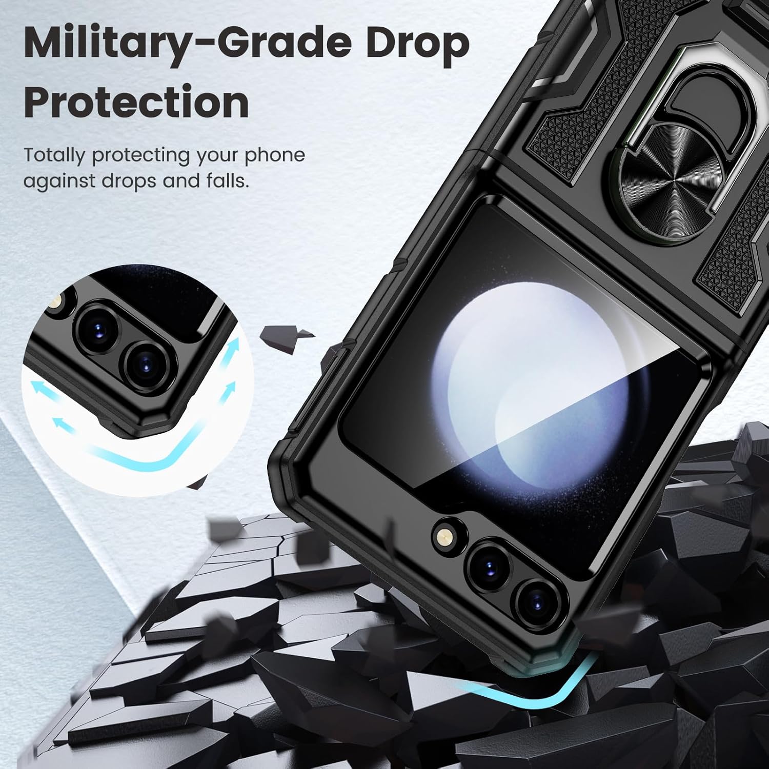  Hybrid Case Cover ,  Armor Shockproof Kickstand  Metal Ring   - NWE74 2104-6