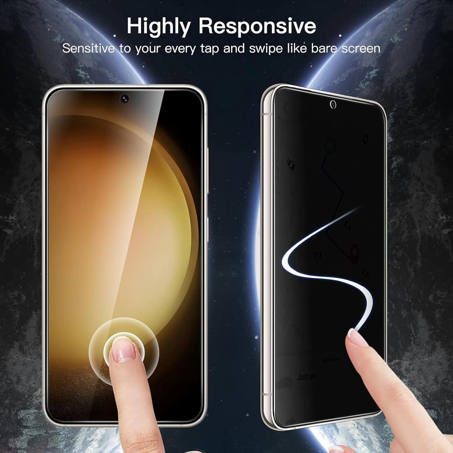 2 Pack Privacy Screen Protector,  3D Edge Anti-Peep Anti-Spy  Fingerprint Works   TPU Film   - NW2V42 2064-3