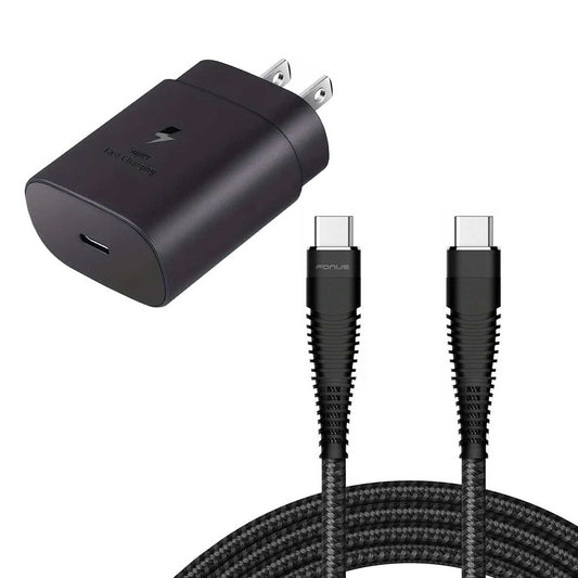 25W Fast Home Charger, Wall AC Plug Cord Power Adapter PD Type-C 6ft Long USB-C Cable - NWG37 2230-1