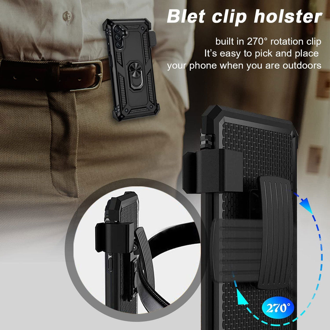  Case Belt Clip ,  Armor Kickstand Cover Swivel Metal Ring Holster  - NWG59 2039-8