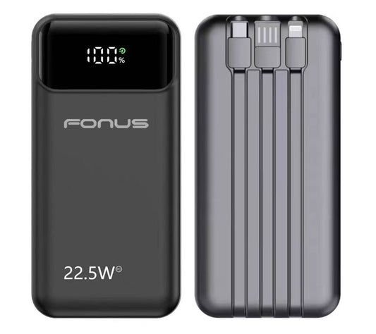 10000mAh Power Bank , LED Display Built-in Cable Portable Charger Backup Battery 22.5W PD Fast Charge - NWG38 2037-1