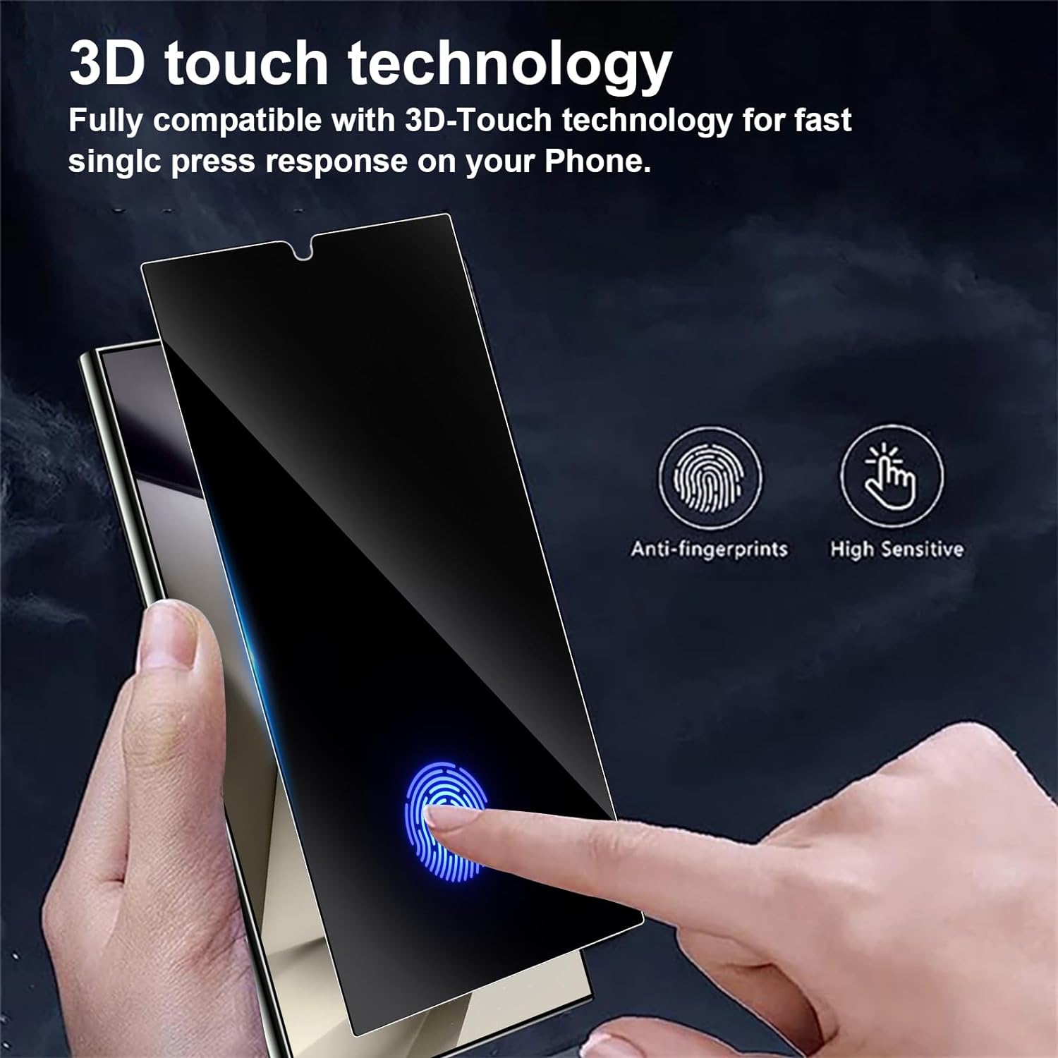 2 Pack Privacy Screen Protector,  3D Edge Anti-Peep Anti-Spy Fingerprint Works TPU Film  - NW2V44 2066-4