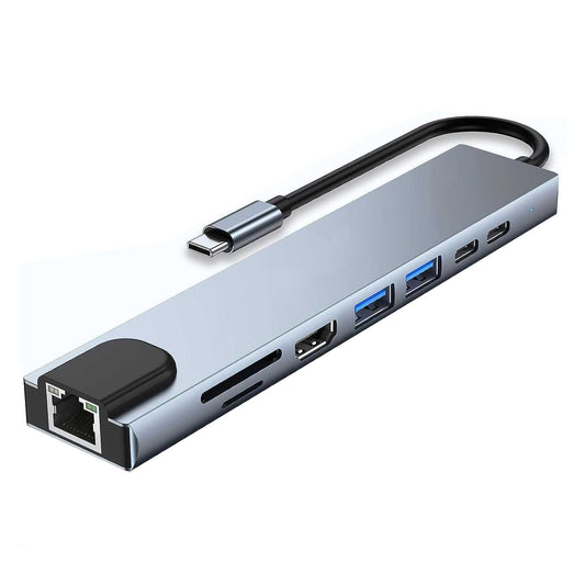 HDMI TV Adapter,  Audio Video Card Reader TYPE-C PD Charger RJ45 Ethernet Port  8-in-1 USB-C Hub  - NWZ87 2211-1