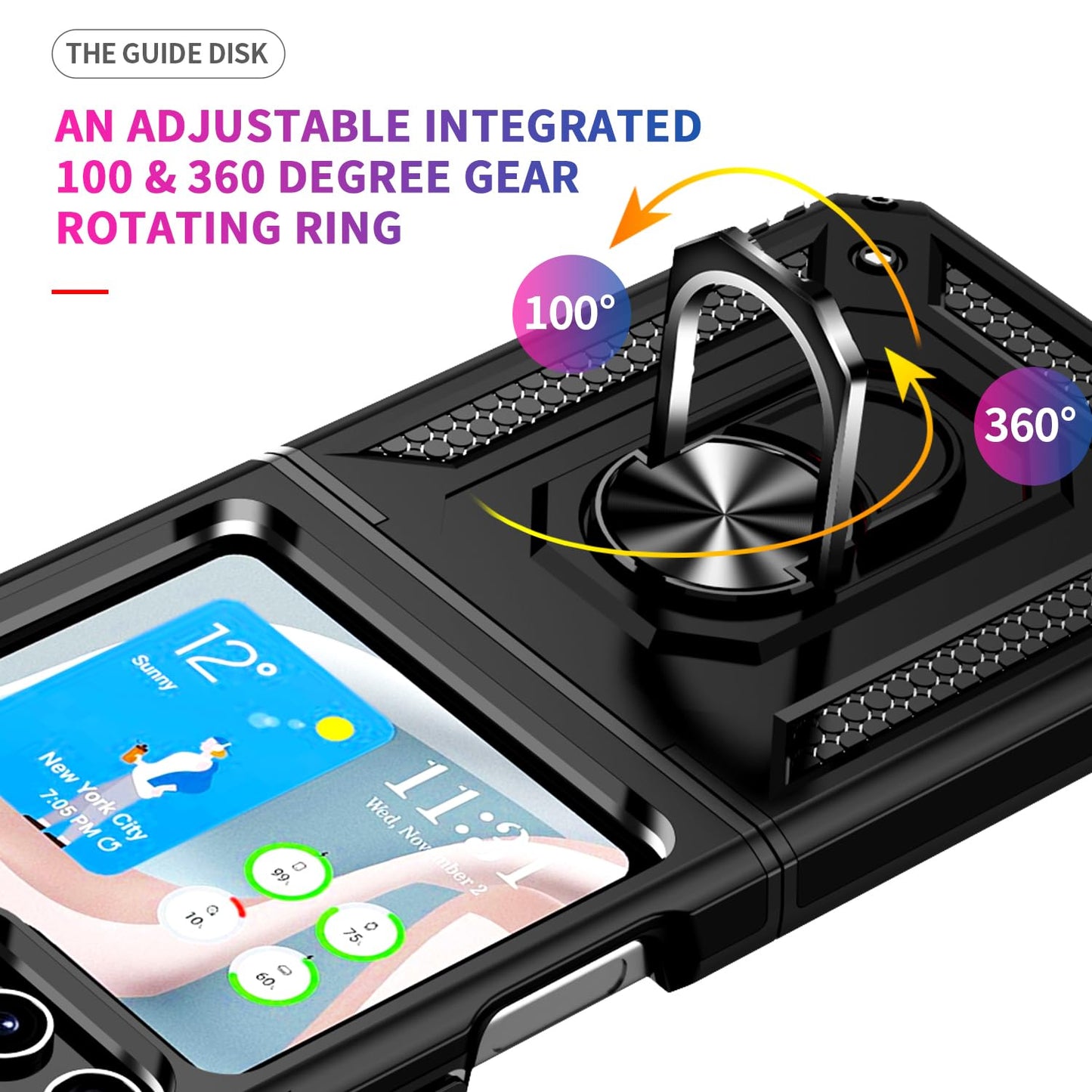  Hybrid Case Cover ,  Armor Shockproof Kickstand  Metal Ring   - NWE74 2104-3