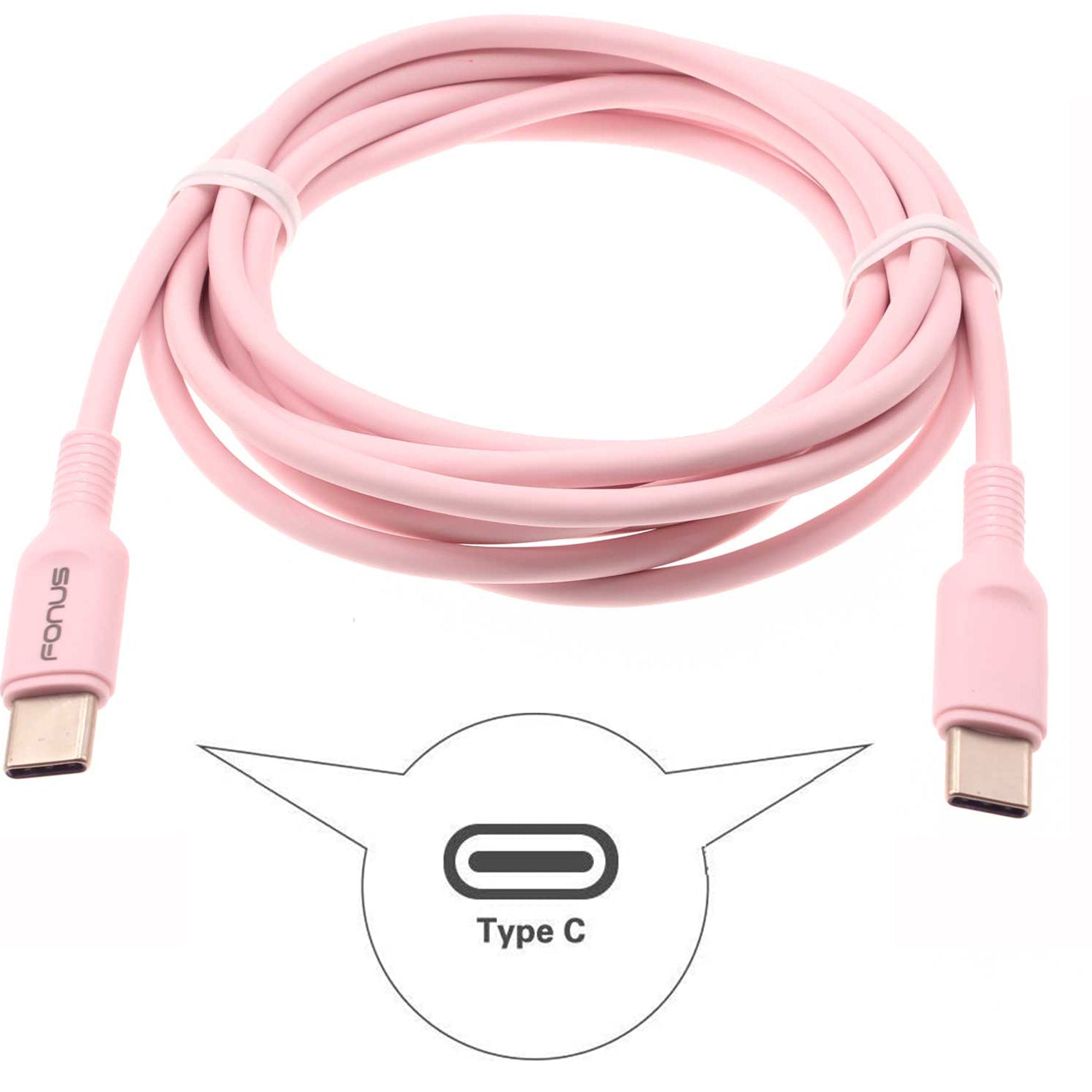 Pink 6ft Long Cable, Wire Power Cord PD Fast Charger USB-C to Type-C ...