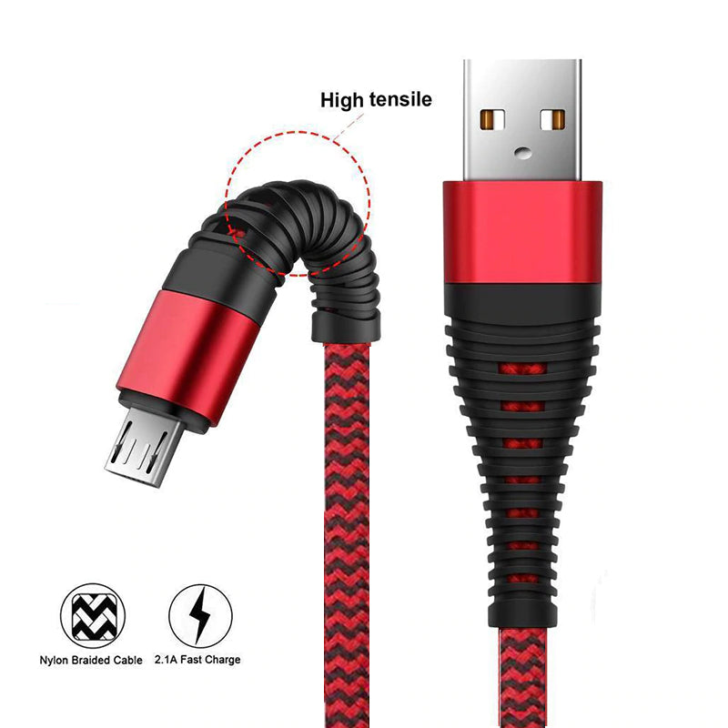  6ft and 10ft Long USB-C Cables ,   Red Braided   Data Sync   Power Wire   TYPE-C Cord   Fast Charge   - NWJ21+J53 1995-6