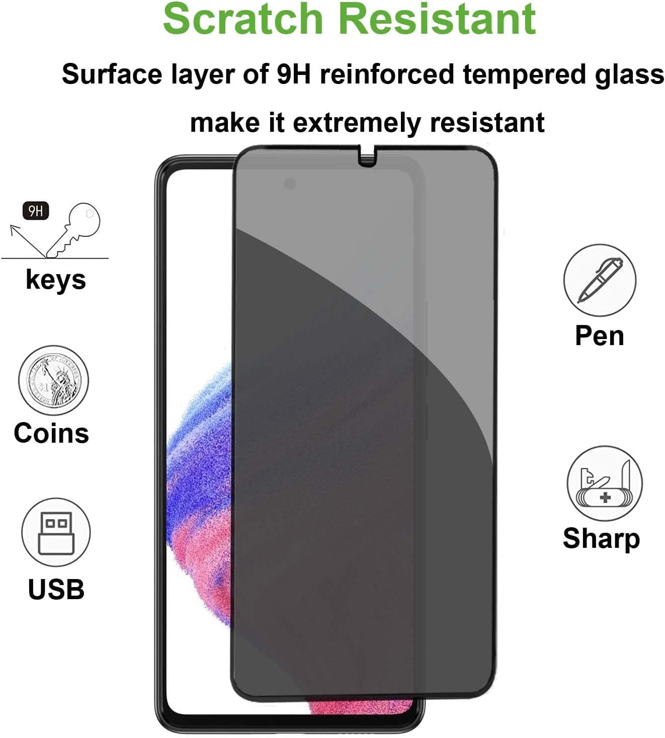 2 Pack Privacy Screen Protector ,   3D Edge   Anti-Peep  9H Hardness  Anti-Spy   Tempered Glass   - NW2XG61 2041-2