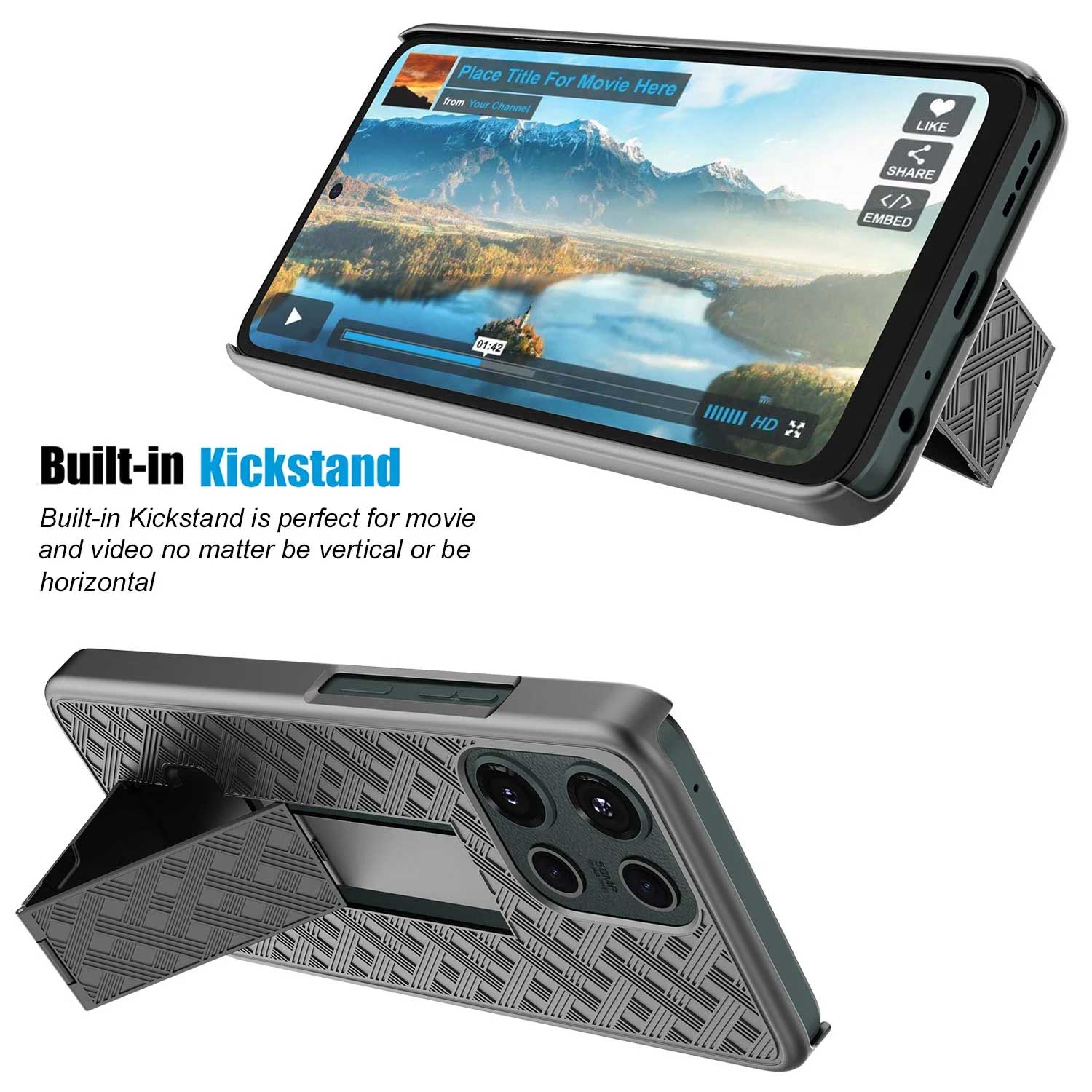 Case with Belt Clip,  Drop-Proof Armor w Kickstand Cover Swivel Holster Combo  - NWD10 2215-6