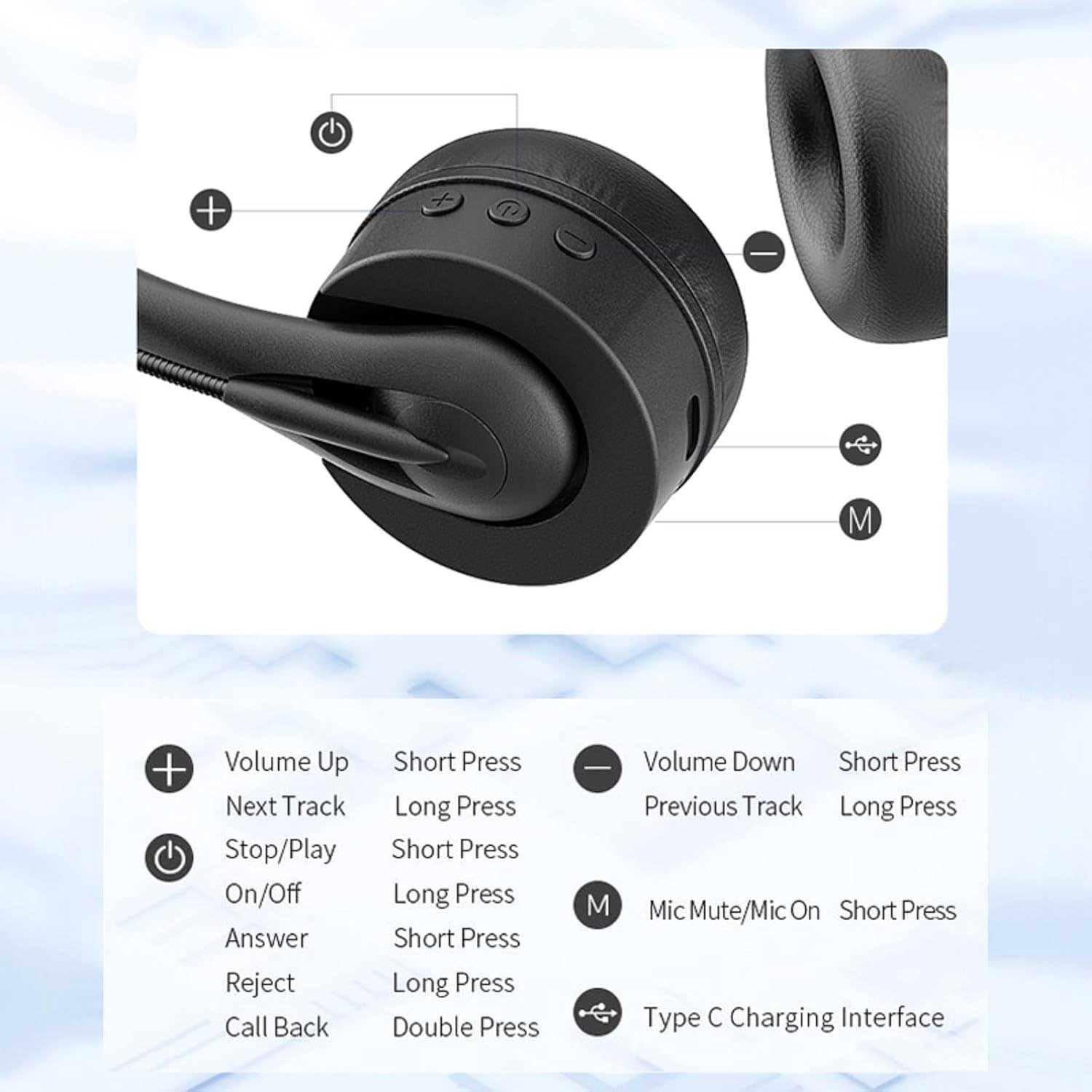 Wireless Headset,  Hands-free Earphone Bluetooth Headphone Mic  - NWY01 2252-6