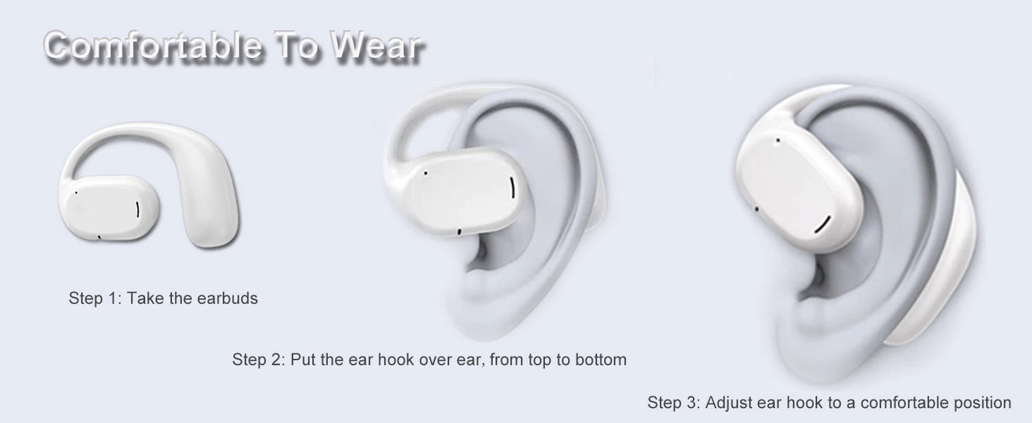 Wireless Ear-hook OWS Earphones , Hands-free Mic Charging Case True Stereo Over the Ear Headphones Bluetooth Earbuds - NWZ96