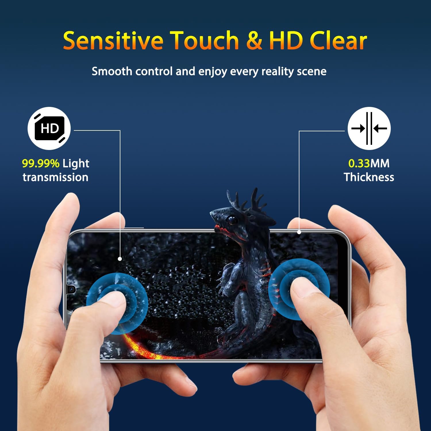 2 Pack Screen Protector,  9H Hardness (Fingerprint Unlock) Full Cover HD Clear Tempered Glass  - NW2SP19 2168-5