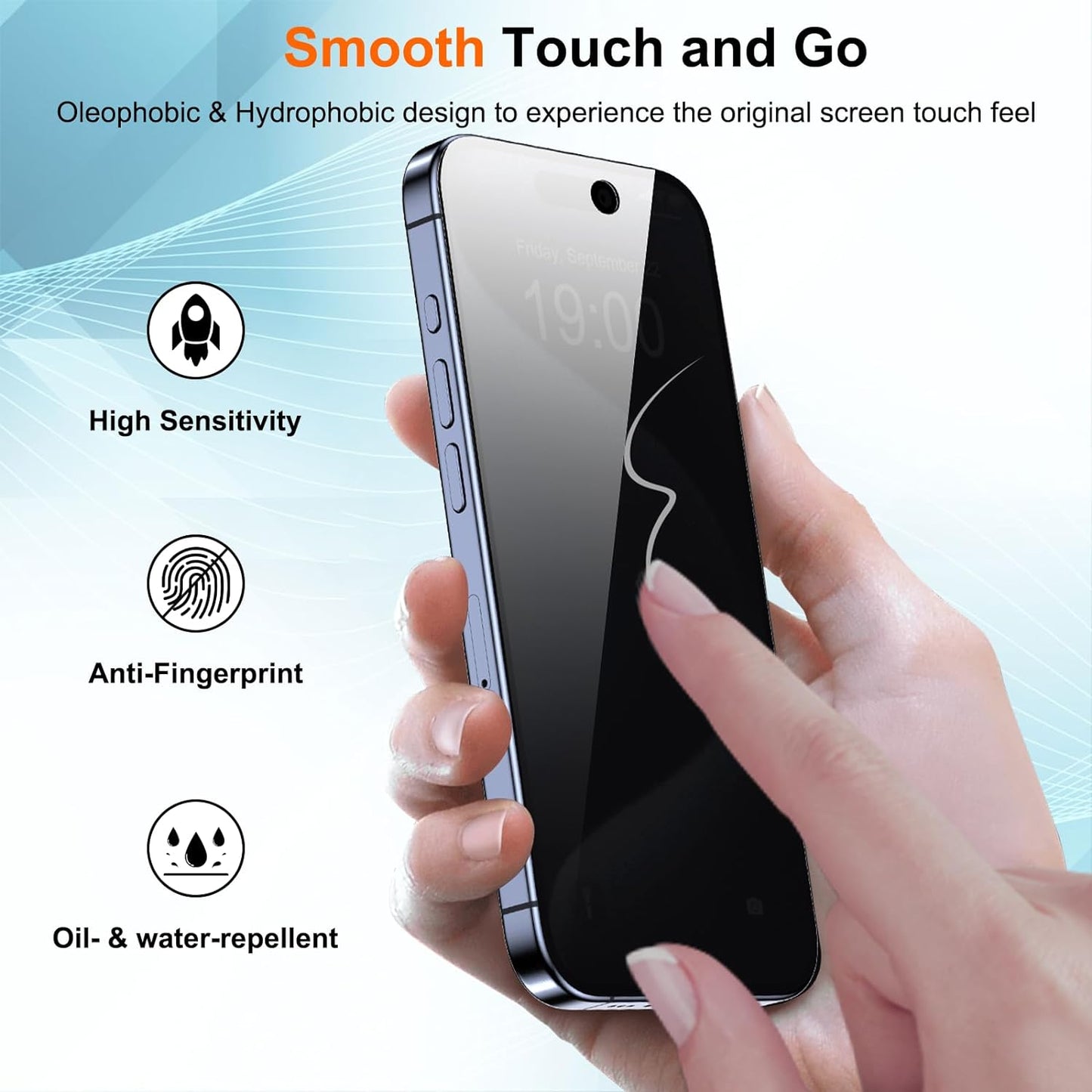 2 Pack Privacy Screen Protector ,  3D Edge Anti-Peep  Anti-Spy  Curved  Tempered Glass   - NW2V38 2060-6